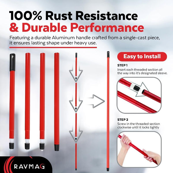 2-in-1 Heavy-Duty Rubber Broom with Long Handle & Swivel - Heavy-Duty Pet Hair Removal System