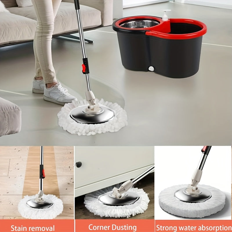 Spin Mop And Bucket With Wringer Set, 360° Spinning Mop Bucket System With 4 Microfiber Mop Replacement Heads