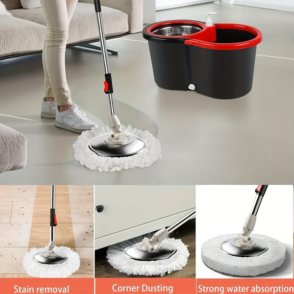 Spin Mop And Bucket With Wringer Set, 360° Spinning Mop Bucket System With 4 Microfiber Mop Replacement Heads