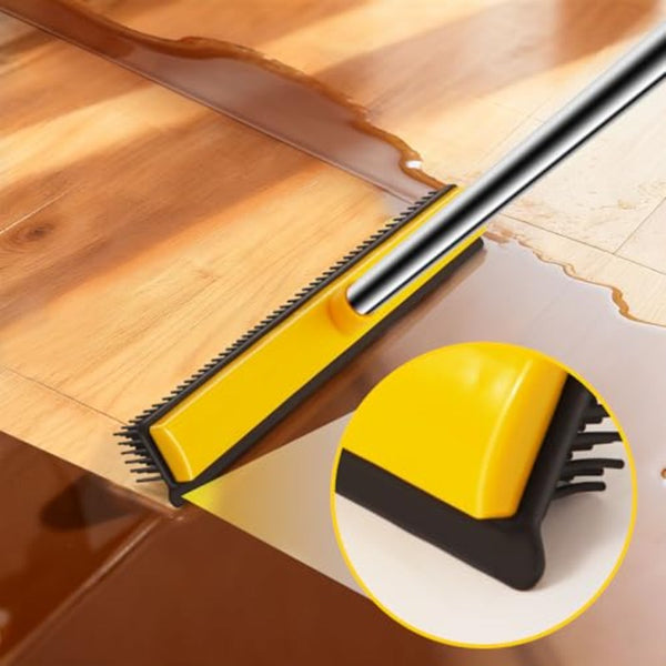 Adjustable & Extended- 52”\u002F37” Pet Hair Removal Broom with Squeegee - Dual-Sided Rubber Carpet Rake