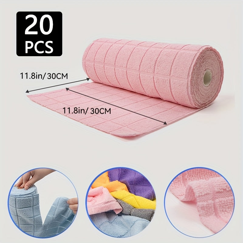 20 Pack Microfiber Cleaning Cloth Roll, Reusable Tear Away Microfiber Towels, 11.8\