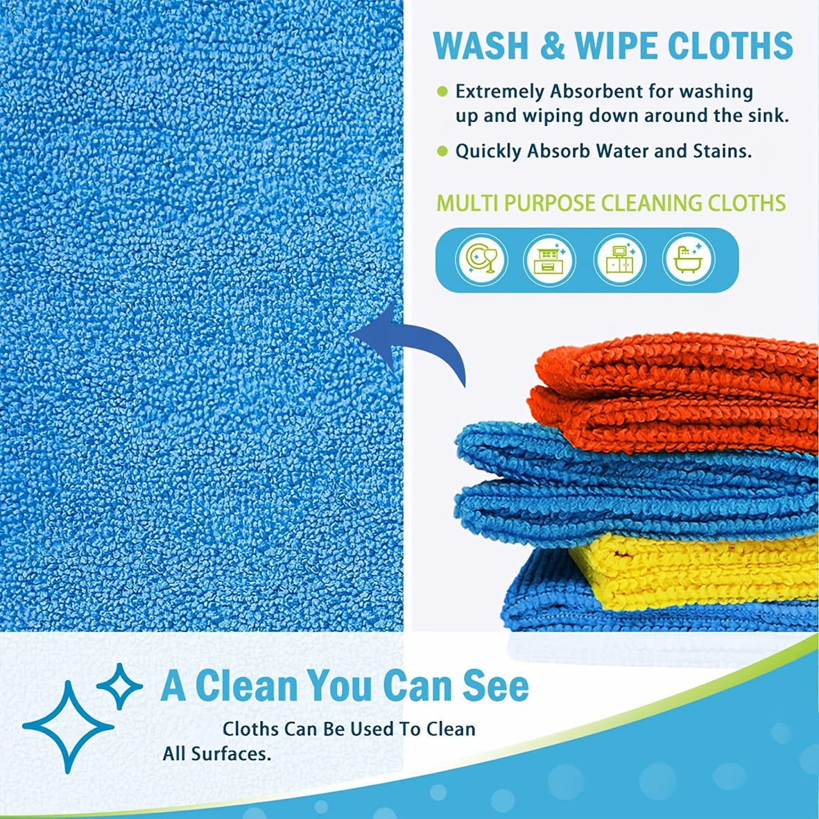 UltraSoft Microfiber UltraSoft Microfiber Cleaning Cloths | Reusable, Durable & Absorbent | Household