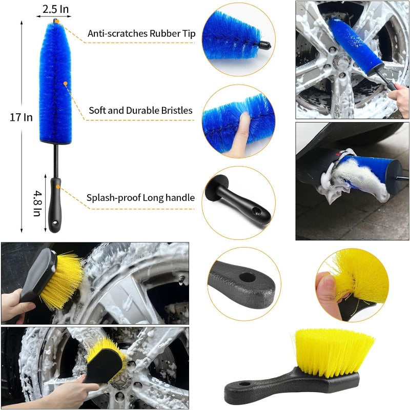 Jaronx 62 Car Wash Brush with Long Handle Car Cleaning KitChenille Microfiber Car Washing Mop