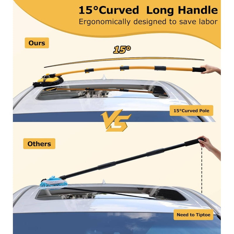 62 inch Microfiber Car Wash Brush Mop Kit Mitt Sponge with Long Handle