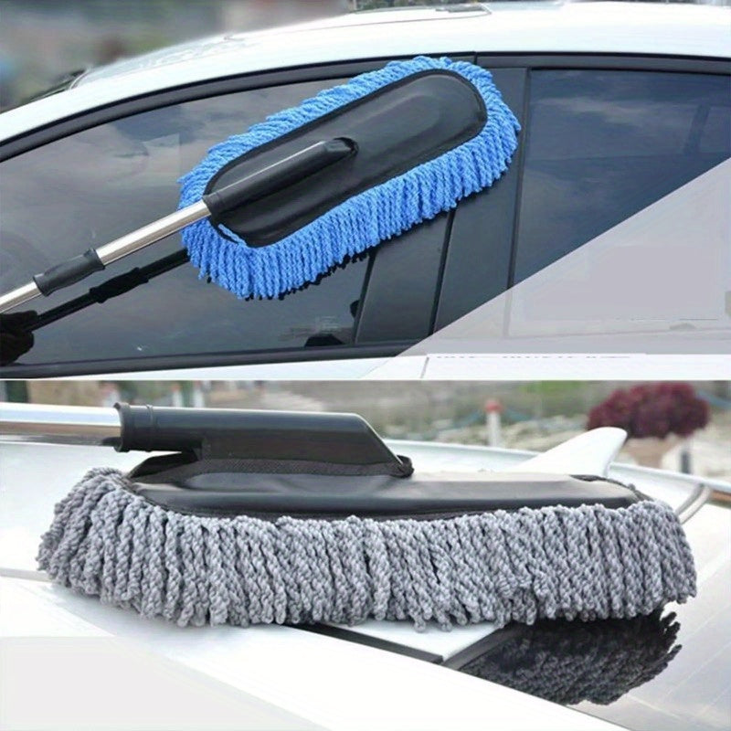 3pcs Car Wash Mop with Extendable Handle, Ultra-Fine Microfiber Wax Brush Kit