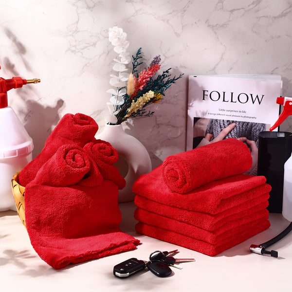 30pcs Edgeless Microfiber Plush Towels for Cars Detailing Drying Wash Polishing Absorbent Cleaning Cloths