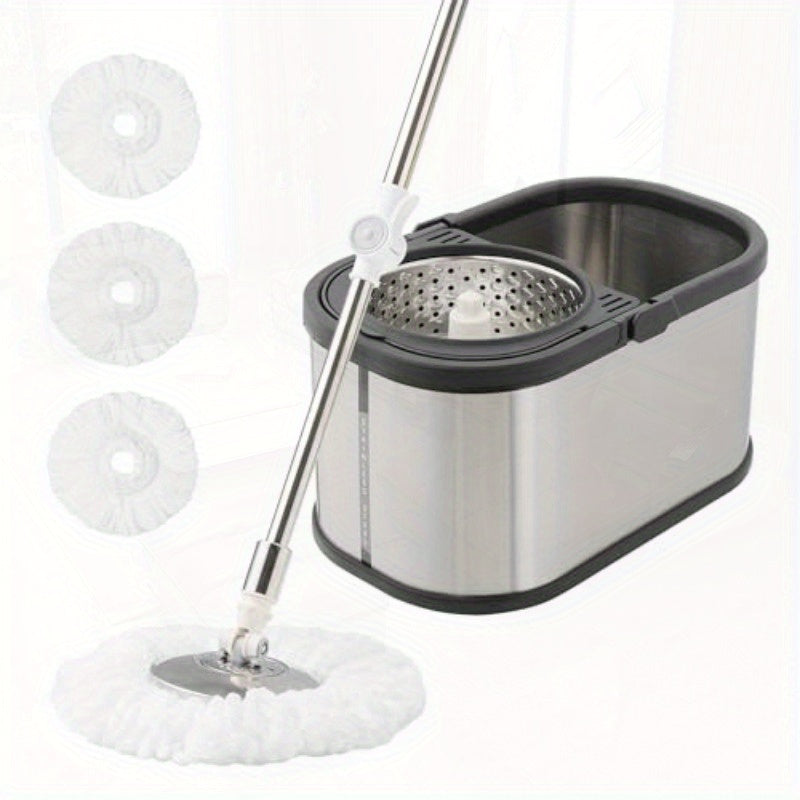 Stainless Steel Spin Mop and Bucket System with Wringer - 360° Spinning Mop