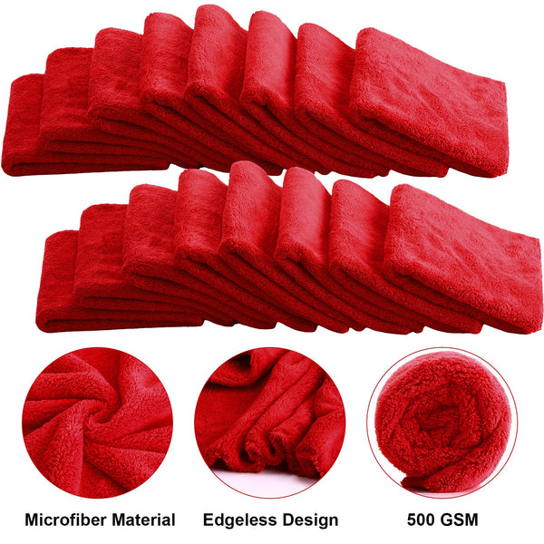 30pcs Edgeless Microfiber Plush Towels for Cars Detailing Drying Wash Polishing Absorbent Cleaning Cloths