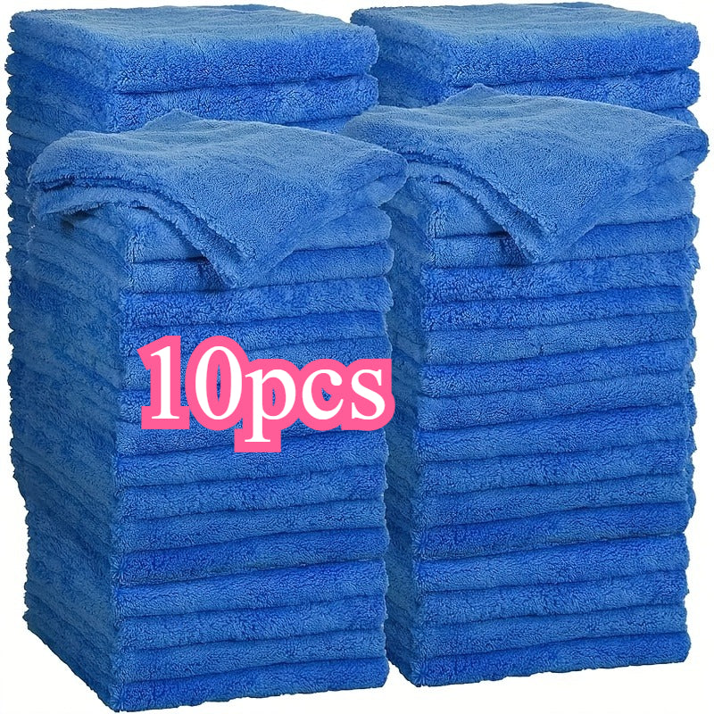 10\u002F30pcs Plush Car Cleaning Cloths - Edgeless Design, Soft Polyester Towels for Auto Detailing