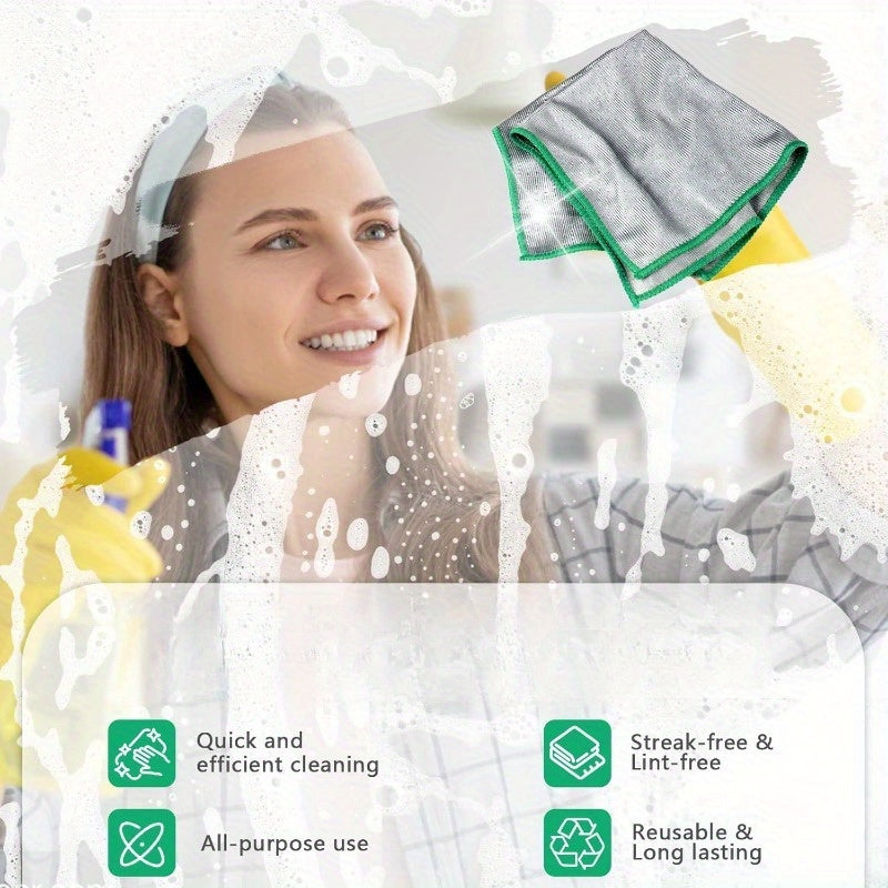 6pcs Streak-Free Microfiber Glass Polishing Cloths, Lint-Free Cleaning Rags for Kitchen