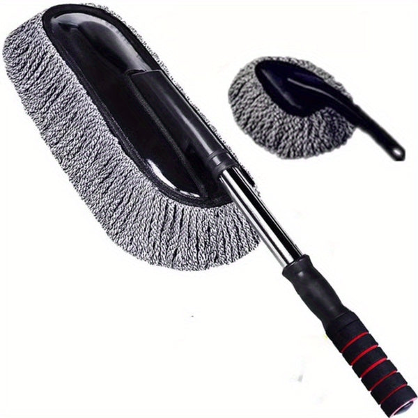 3pcs Car Wash Mop with Extendable Handle, Ultra-Fine Microfiber Wax Brush Kit