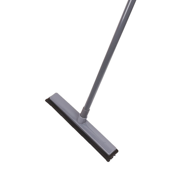 2-in-1 Rubber Broom with Squeegee Edge, Adjustable Long Handle