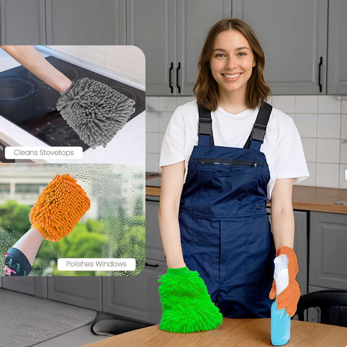 6pcs Car Cleaning Kit 6pcs Car Cleaning Kit - 1 Chenille Wash Mitt, 1 Flannel Sponge