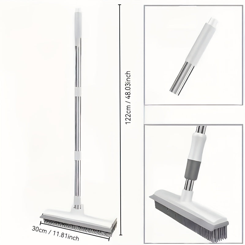 2-in-1 Rubber Broom and Scrubber - Strong Cat and Dog Hair Removal