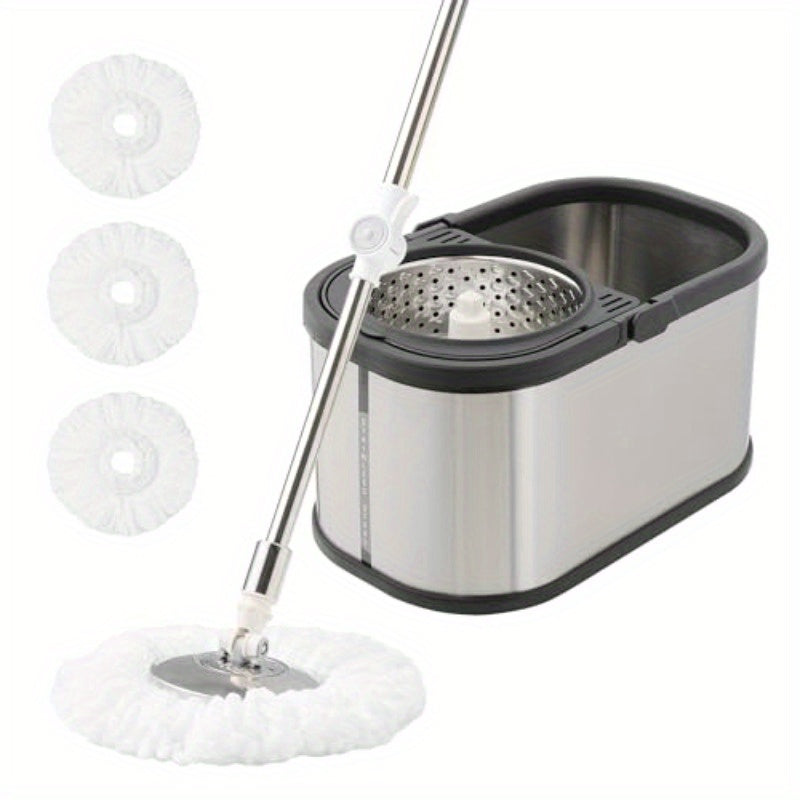 Stainless Steel Spin Mop and Bucket System with Wringer - 360° Spinning Mop
