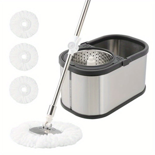 Stainless Steel Spin Mop and Bucket System with Wringer - 360° Spinning Mop