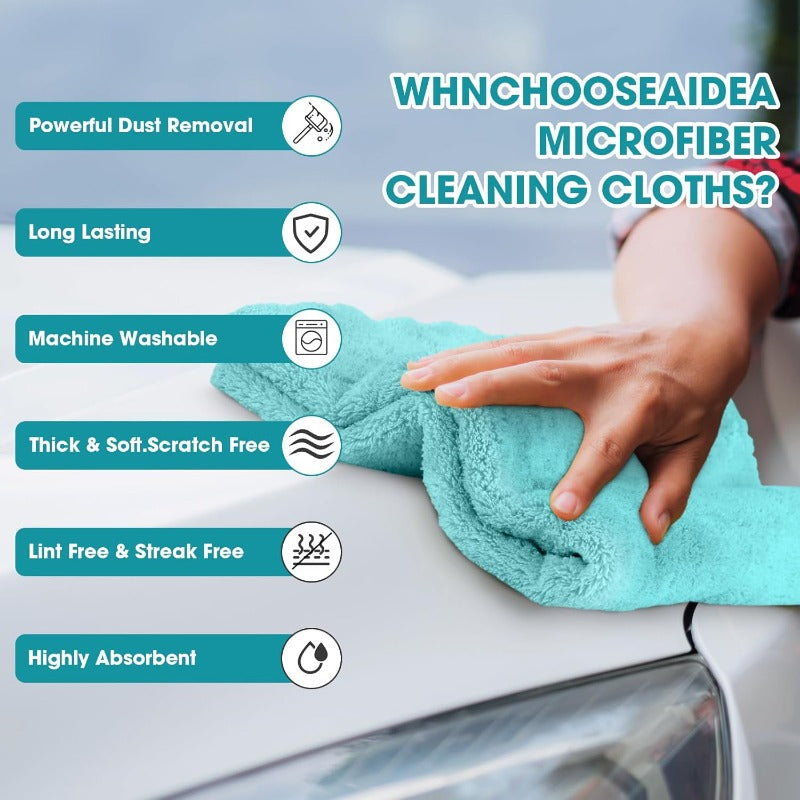 30 Pcs Edgeless Microfiber Plush Towels for Cars Detailing Drying Wash Polishing Absorbent Cleaning Cloths