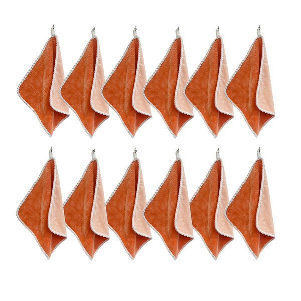 12pcs Ultra Absorbent Microfiber Cleaning Cloths with Hanging Loop - Versatile for Kitchen