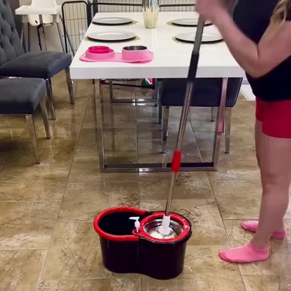 Mop And Bucket Set, 360° Spin Mop And Bucket with Wringer Set And 6 Microfiber Mop Refills