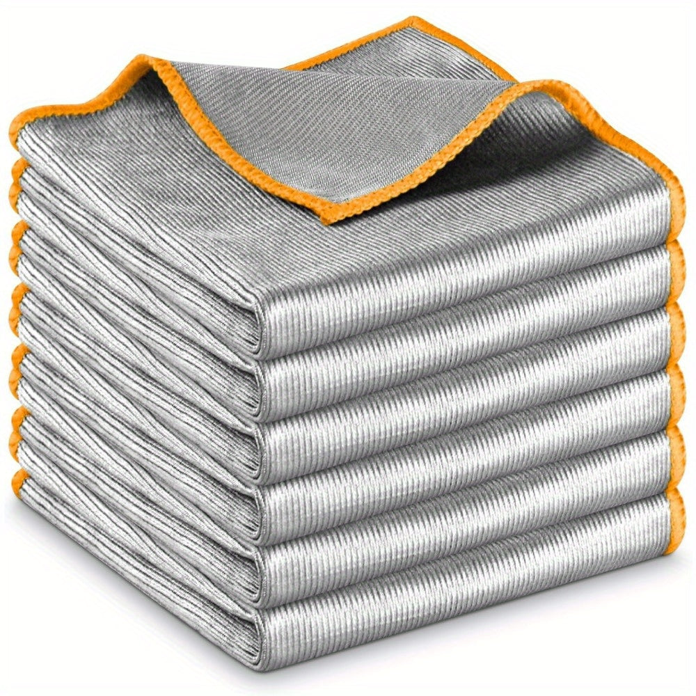 6pcs Streak-Free Microfiber Glass Polishing Cloths, Lint-Free Cleaning Rags for Kitchen