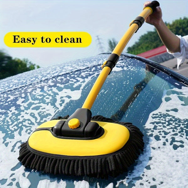 Easy-to-Clean Microfiber Car Wash Mop with Extendable Handle- Soft Brush, Bent Rod Design for Efficient Cleaning