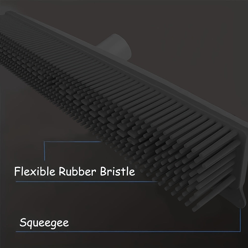 2-in-1 Heavy Duty Rubber Broom with Anti-Slip Handle - Multi-Surface Floor Cleaner for Carpets