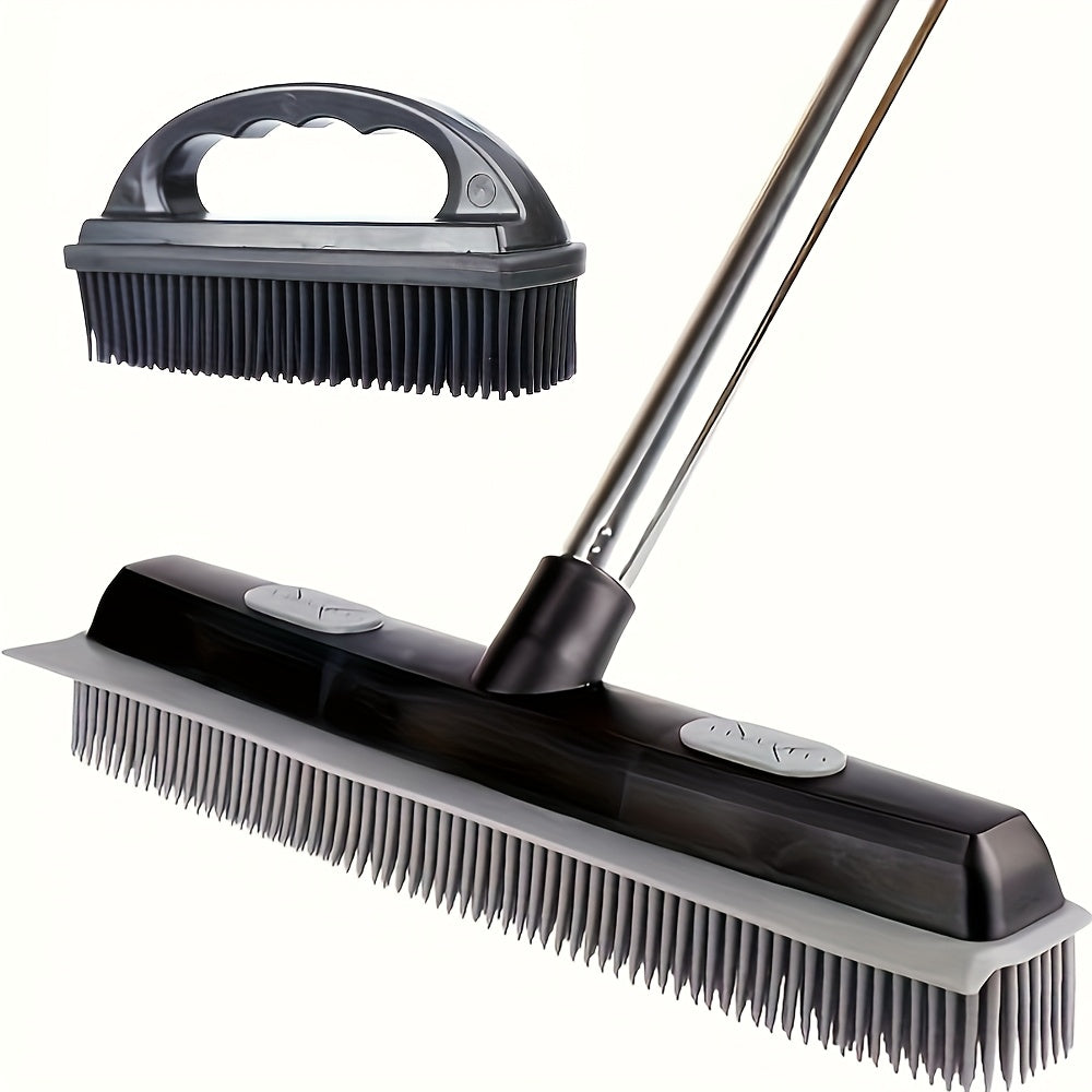Pet Hair Rubber Broom Pet Hair Rubber Broom with Carpet Rake and Squeegee