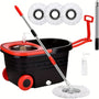 Spin Mop And Bucket with Wringer Set On Wheels, 360° Spinning Mop Bucket System with 3 Microfiber Replacement Heads