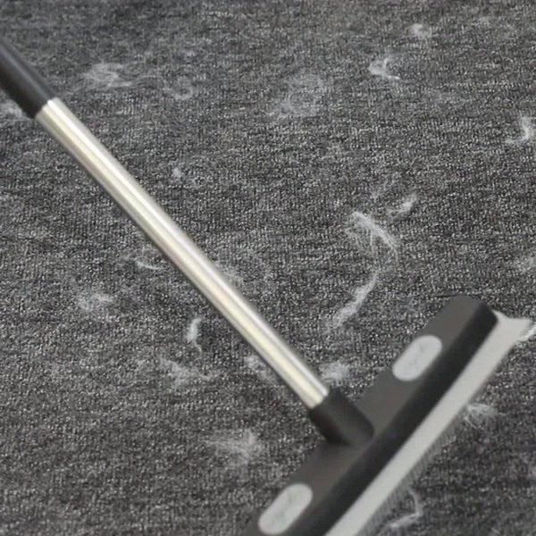 Pet Hair Rubber Broom With Carpet Rake And Squeegee, 2 In 1 Floor Brush For Carpet