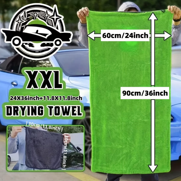 Two auto drying towels, 36X24 inches-&11.8X11.8 inches, 1400 GSM microfiber auto towels