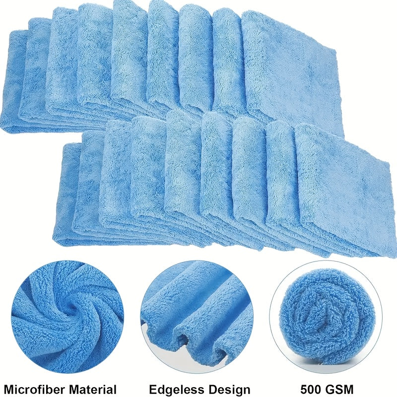 10\u002F30pcs Plush Car Cleaning Cloths - Edgeless Design, Soft Polyester Towels for Auto Detailing