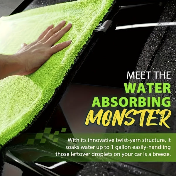 Two auto drying towels, 36X24 inches-&11.8X11.8 inches, 1400 GSM microfiber auto towels