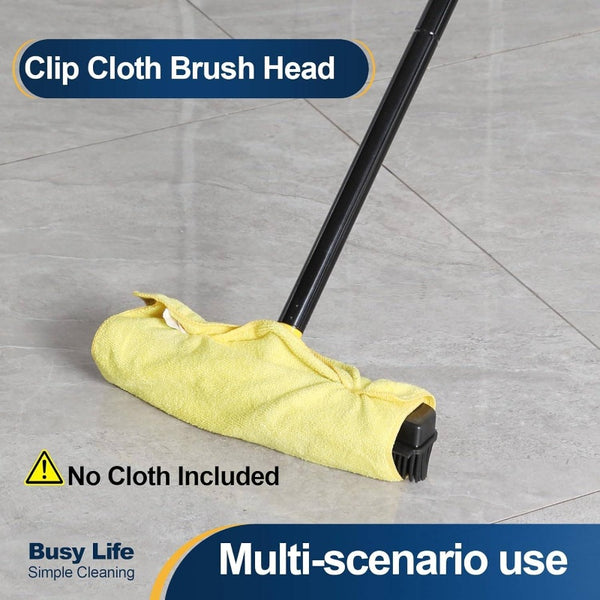 2-in-1 Pet Hair Removal Rubber Broom with Squeegee & Carpet Rake - 57.5” Long Handle Heavy-Duty Floor for