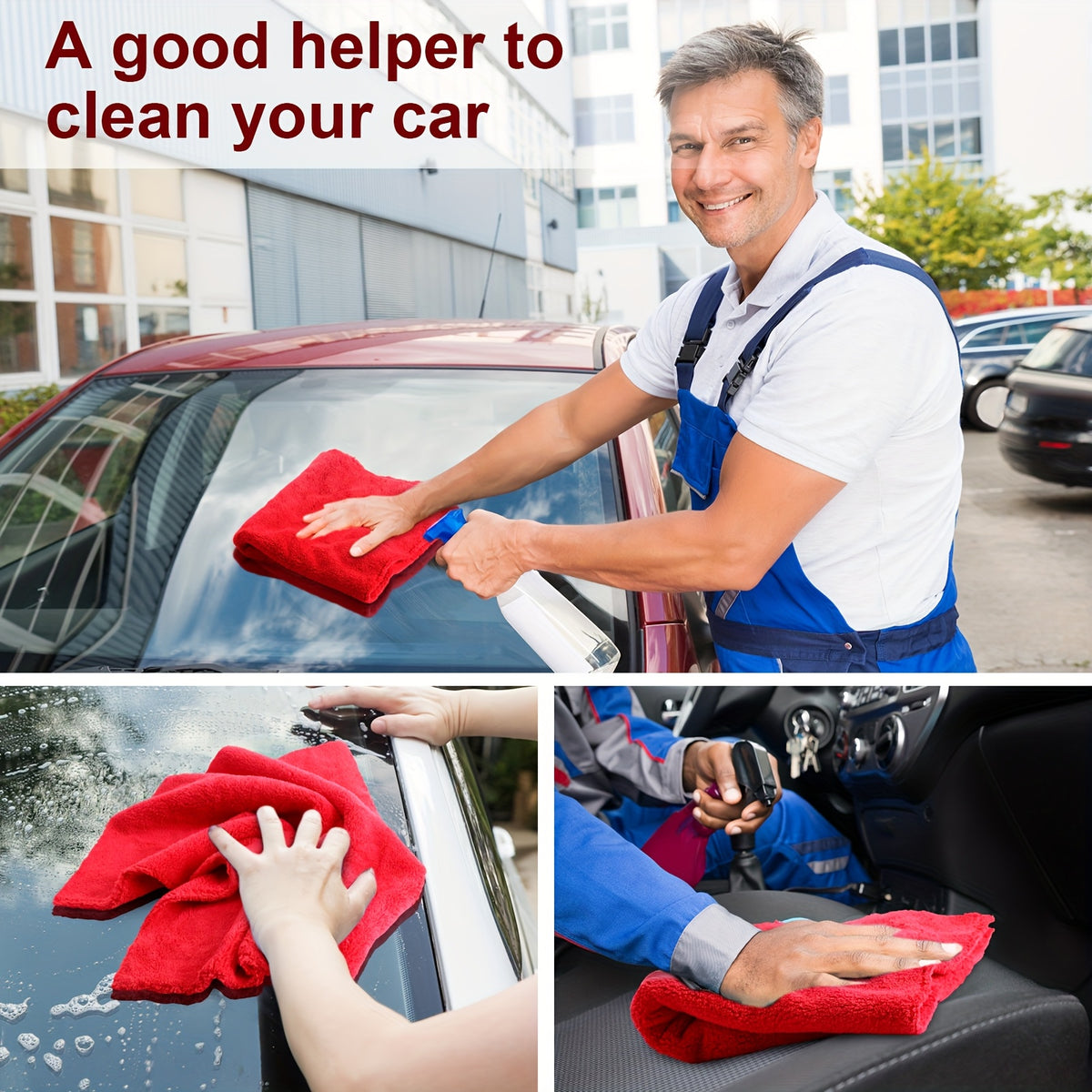 30pcs Edgeless Microfiber Plush Towels for Cars Detailing Drying Wash Polishing Absorbent Cleaning Cloths