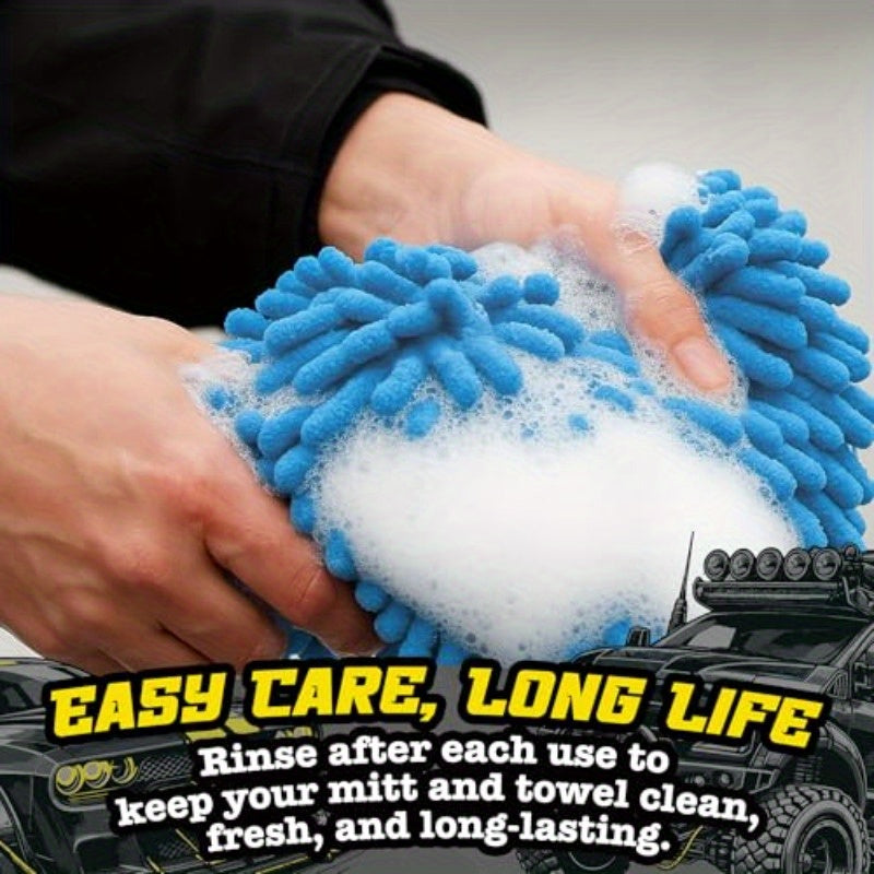 Ultrasoft Wash Mitt And Towel Set by Salty Captain, Designed for Scratch-Free Cleaning