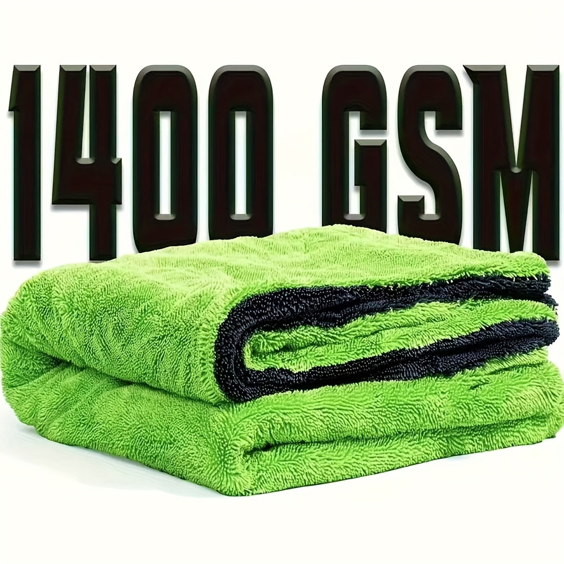 Two auto drying towels, 36X24 inches-&11.8X11.8 inches, 1400 GSM microfiber auto towels