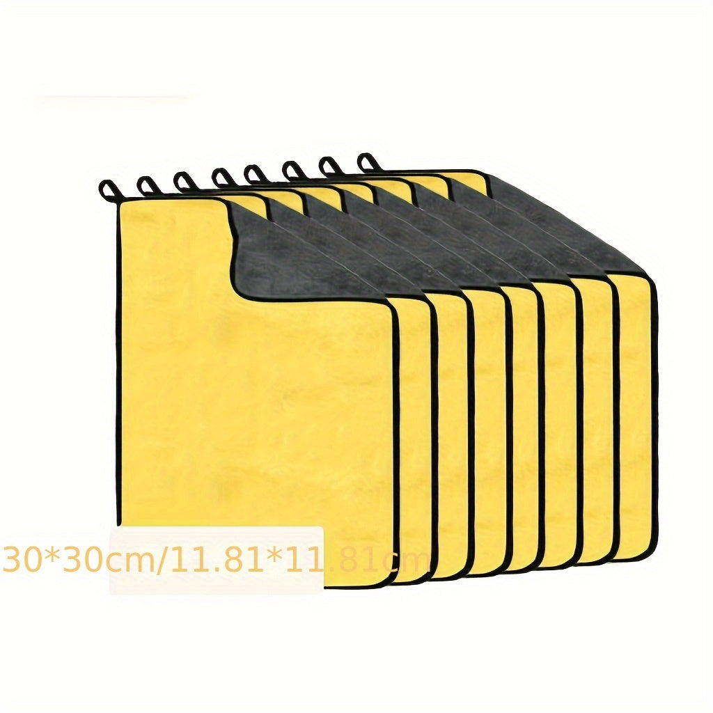8pcs Microfiber Car Cleaning Towels - 11.81x11.81inch & 11.81x23.62inch, Absorbent & Shed-Free