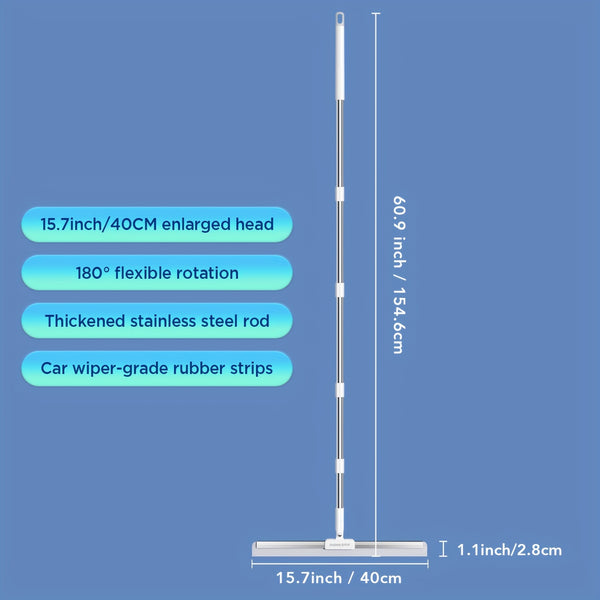 Magic Broom with Squeegee-40cm Large Head Rubber Squeegee for Floor